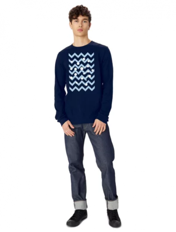 Pola chevron dengan warna biru dan putih